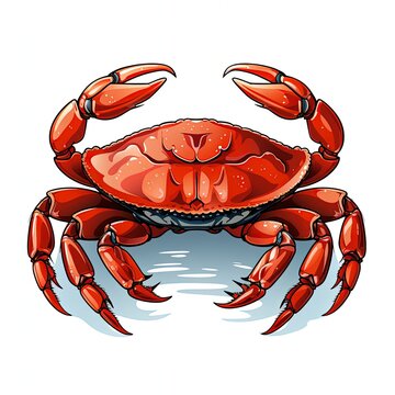 red crab illustration on white background clip art preview