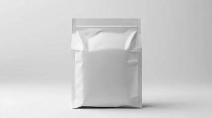 A sleek white pet food bag with a blank label, standing upright on a white background for branding purposes.
