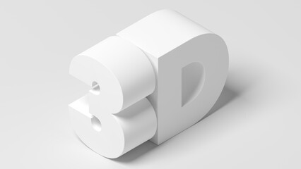 White 3D text. 3d illustration.