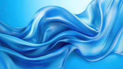 Abstract flowing blue silk fabric
