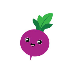 Cute cartoon turnip vegetable vector icon illustration