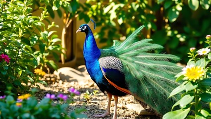 A Vibrant Peacock Standing Proudly in Its Natural Habitat