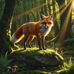 Obraz premium red fox in the sunrise