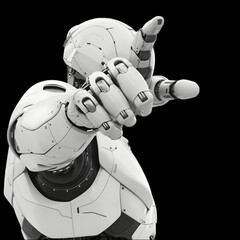 robot hand reaching out robot cyborg robot isolated on black background,generative ai
