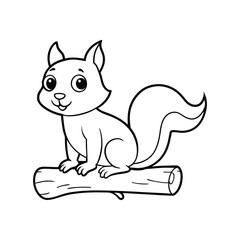  Cute Cartoon Squirrel line art illustration