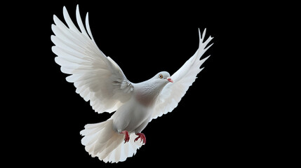 white pigeon isolated on black background,generative ai