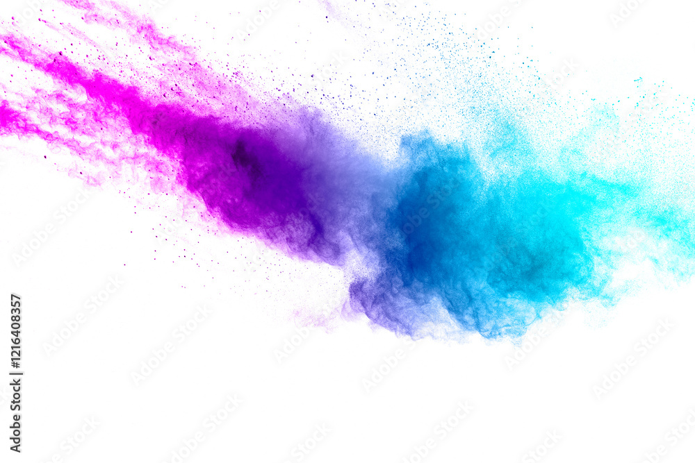 Wall mural pastel color dust particle splashing.colorful powder explosion on white background.