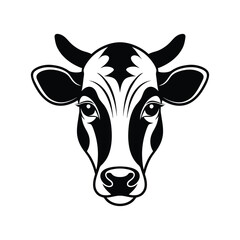 Cow Head silhouette vector Illustration