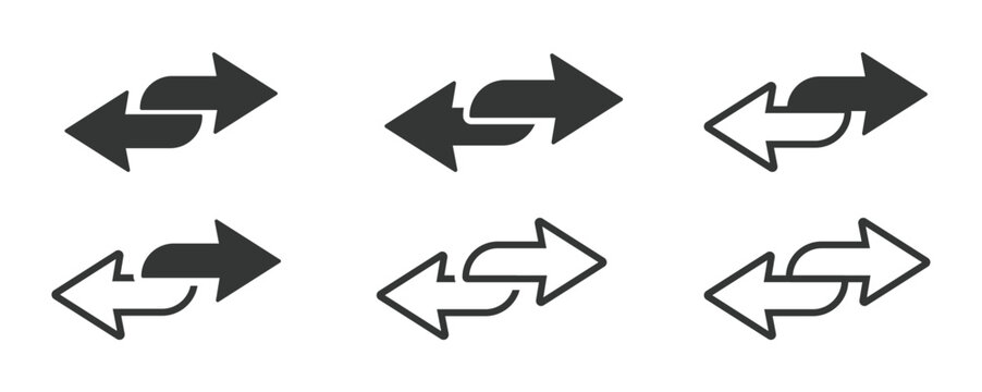 Simple double arrow icons in four direction flat vector icons. Trendy iconic arrow vector signs