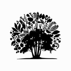Fototapeta premium Tree black silhouette on white background isolated vector design