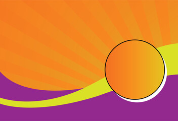 Abstract Orange and Purple Background with Circle and Wave