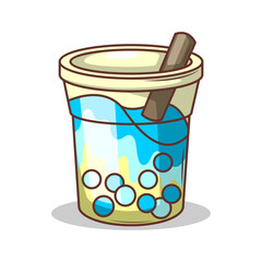 Bubble tea vector  sticker cartoon. hand draw illustration art