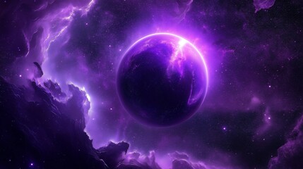 Obraz premium Dark Purple Abstract Galaxy Design with Flowing Wavy Lines: A Stunning Cosmic Artwork in a Striking Dark Theme. A Mesmerizing Dark Purple Galaxy-Inspired Abstract Design with Elegant Wavy Lines