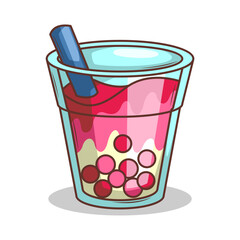 Bubble tea vector  sticker cartoon. hand draw illustration art