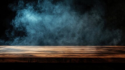 a wooden table with smoke coming out of it