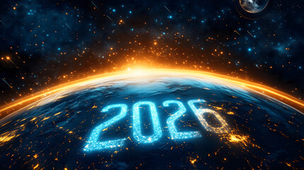 2026. New Year 2026 Enclosed Earth in Space