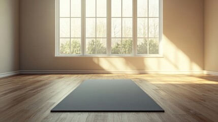 Obraz premium a yoga mat in a room with a window