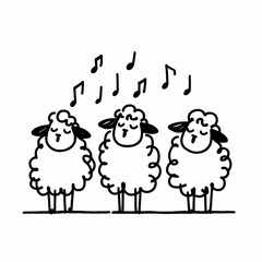 Obraz premium Farm sheep sketch hand drawn side view Farming illustration