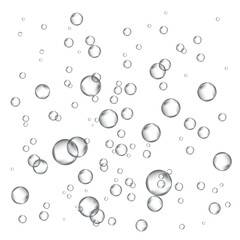Oxygen air bubbles  flow  in water on white  background.