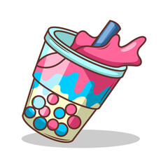Bubble tea vector  sticker cartoon. hand draw illustration art