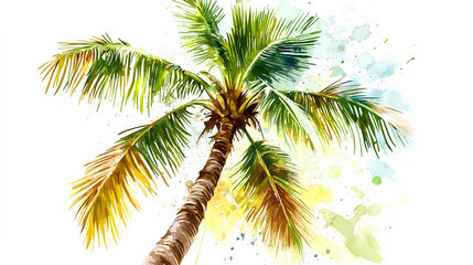 coconut tree watercolor isolated on white background 