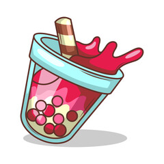 Bubble tea vector  sticker cartoon. hand draw illustration art

