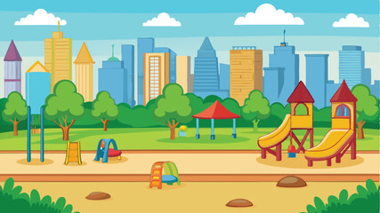 Obraz premium kindergarten or kids playground in city park vector 