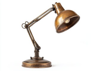Antique bronze desk lamp, adjustable arm, vintage style.