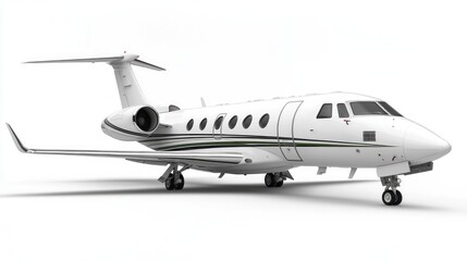 Fototapeta premium White jet on a white background, static display, plane facing right, for travel.