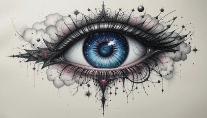 Surreal Cosmic Eye: A Fusion of Celestial Elements and Intricate Artistic Details