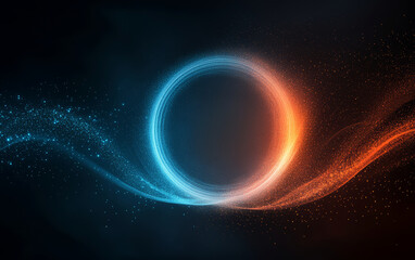 Fototapeta premium The background of future technology made up of particle elements and rays