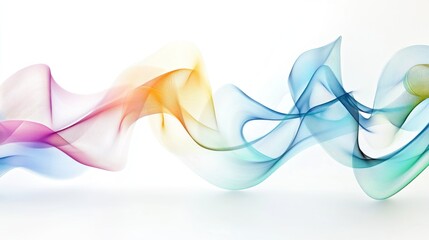 Rainbow Color Smoke Waves Abstract Design White Background