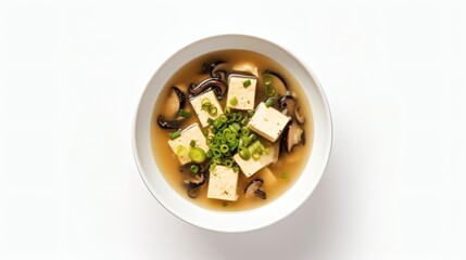 Warm and comforting bowl of miso soup with tofu, mushrooms, and green onions ready to enjoy at home