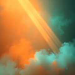 Heavenly Light: A striking artistic representation of sunbeams piercing through ethereal clouds, casting a radiant glow across a dreamlike skyscape, evoking a sense of serenity and the divine.