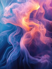 Obraz premium Colorful swirling smoke creating abstract shapes on blue and purple background