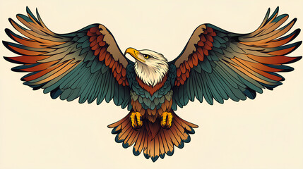 Fototapeta premium eagle tattoo design. American traditional style, eagle tattoo flash 