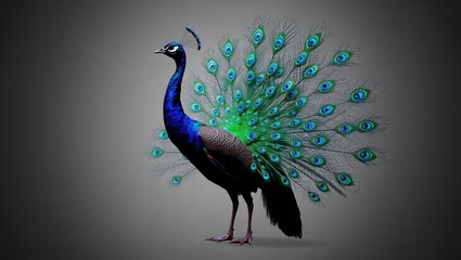 Render a Majestic Peacock with Its Resplendent Tail Fully Fanned