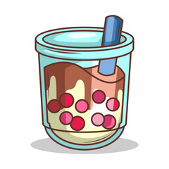 Bubble tea vector  sticker cartoon. hand draw illustration art

