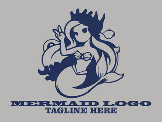 Dark blue mermaid looking up, perfect for fantasy themed designs mermaid vector illustration elegant design mermaid sketch simple mermaid and singing mermaid