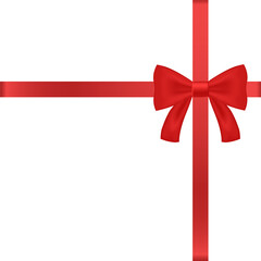 Red ribbon bow knot as design element for holidays design, gift boxes, satin warping decor realistic vector illustration