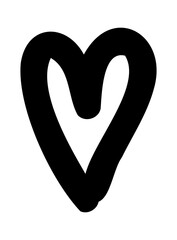 Minimalist Black Heart Doodle for Romantic Designs, Greeting Cards, and Gift Packaging