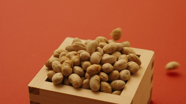 Setsubun, a Japanese event. Lucky beans for bean-throwing.  節分、日本の行事。豆まき用の福豆