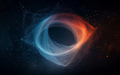 Obraz premium The background of future technology made up of particle elements and rays