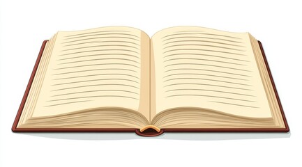 Obraz premium Open book with blank pages, isolated on white.