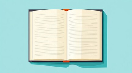 Open book with blank pages on blue background.