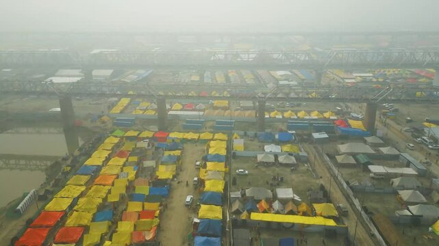 Aerial View of Maha Kumbh Mela, Aerial View of Mahakumbh 2025 Prayagraj