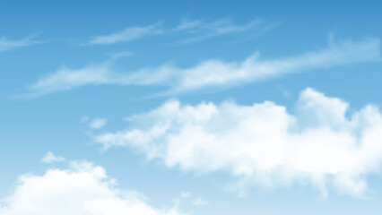 Vector set of realistic cloud on the blue sky background. cloud vector realistic design. Background with clouds on blue sky. Vector background
