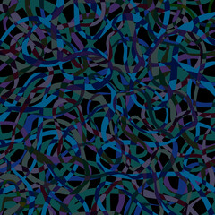 Abstract geometric wavy layered mosaic marble pattern Marbling effect Dark, night blue purple green colors