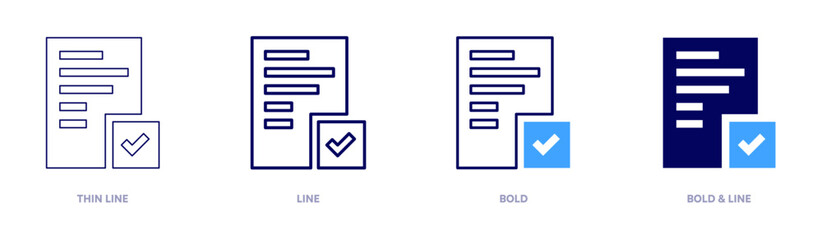 File comparison icon in 4 different styles. Thin Line, Line, Bold, and Bold Line. Duotone style. Editable stroke