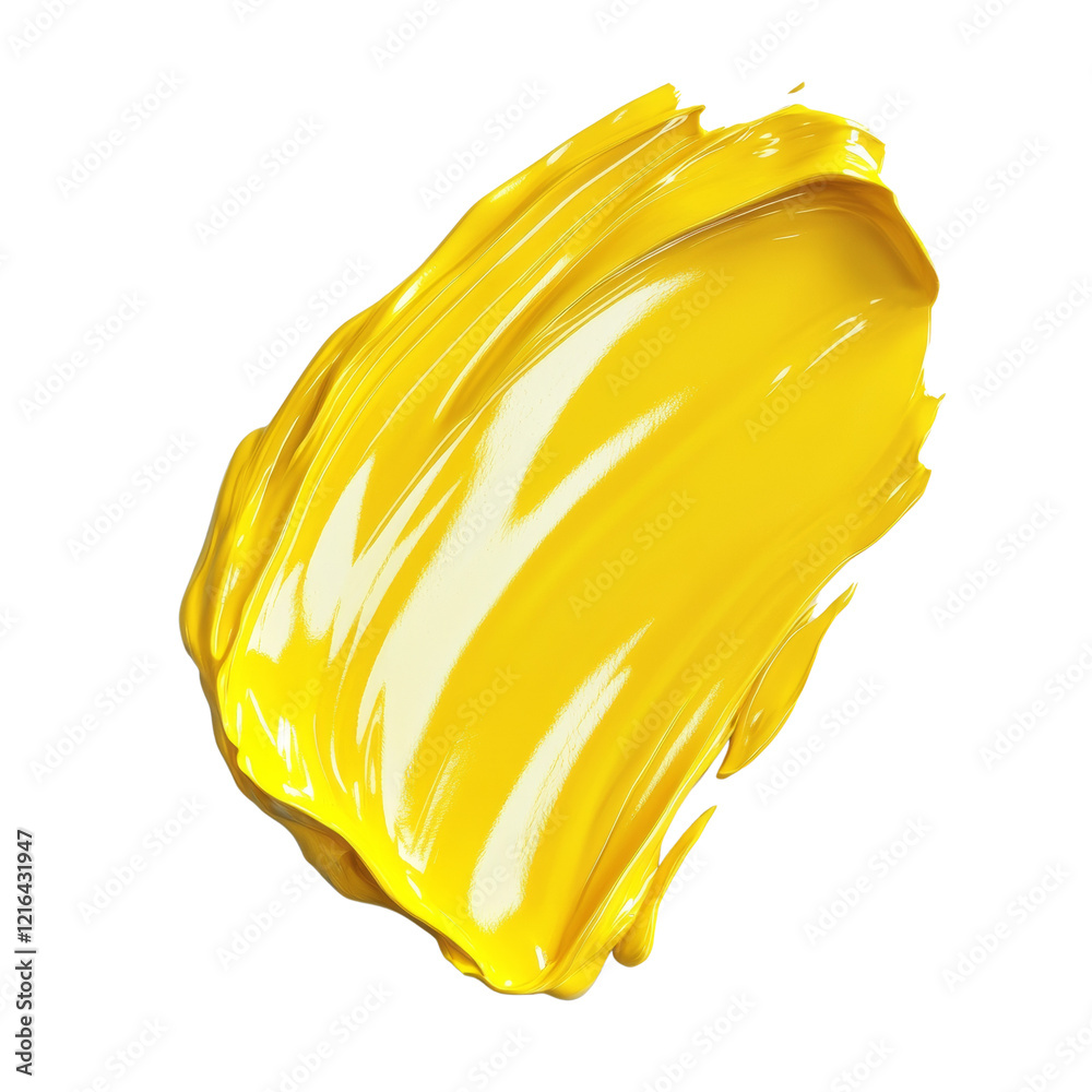 Poster a vibrant yellow paint smear creates an abstract design against a black background showcasing its gl